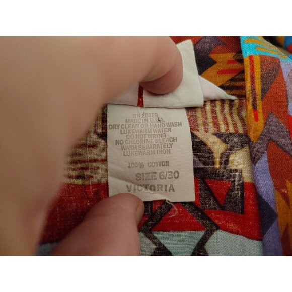 H Bar C Ranchwear Size 6/30 Southwest Aztec 100% Cotton, USA Medium Large Button - Picture 8 of 8